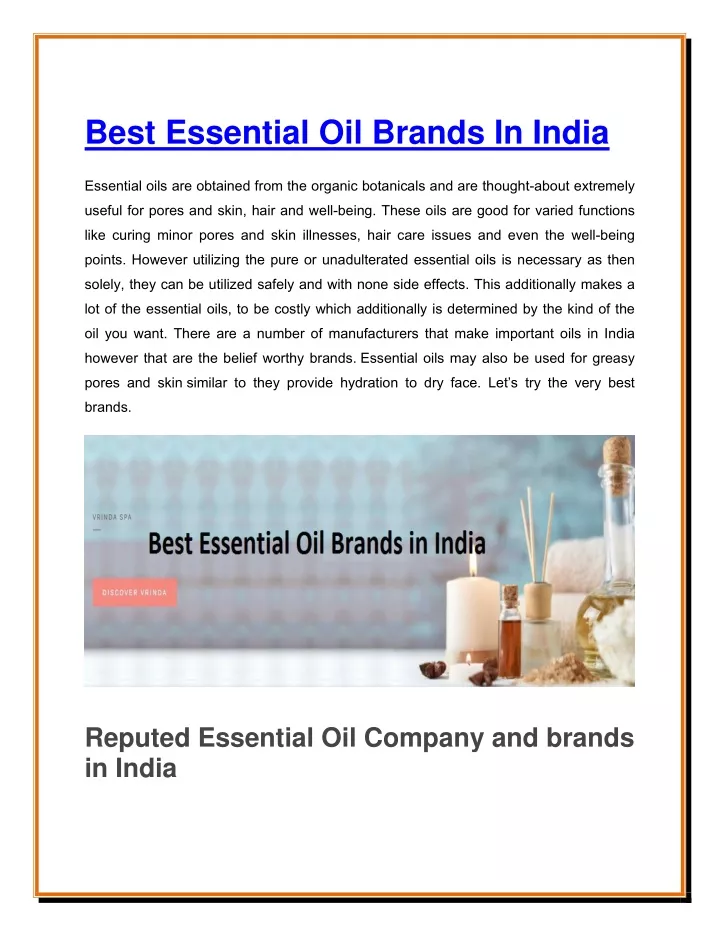 best essential oil brands in india