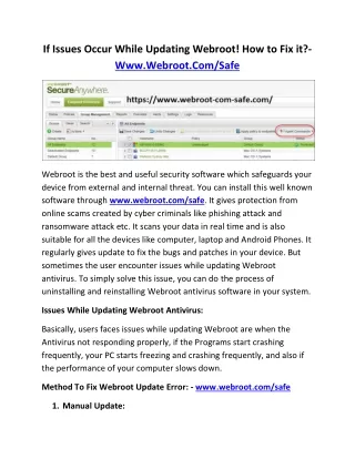 if issues occur while updating webroot