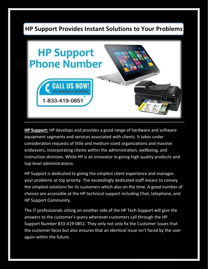 hp support provides instant solutions to your