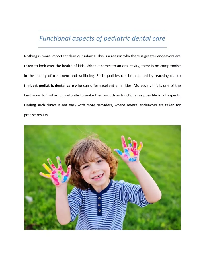 functional aspects of pediatric dental care