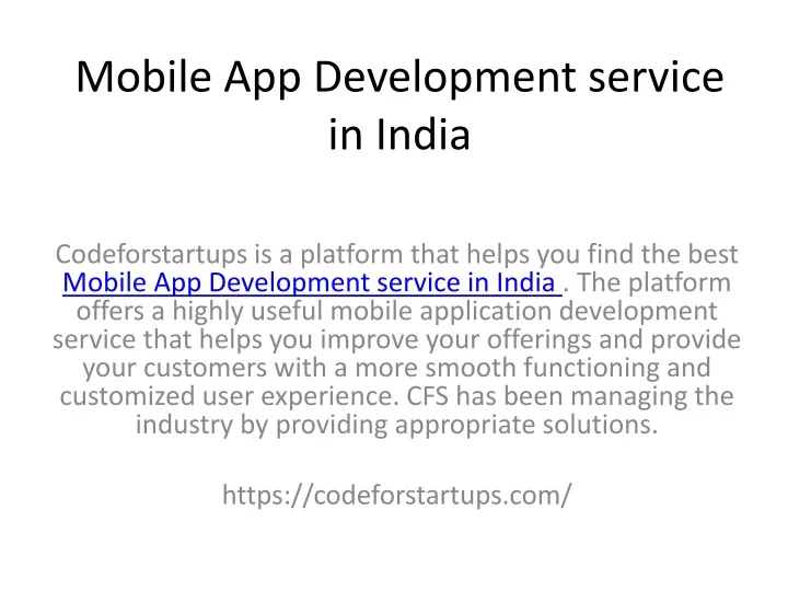 mobile app development service in india