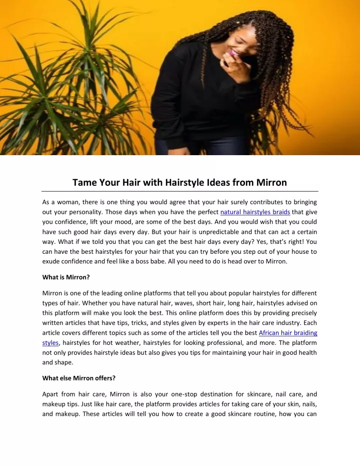 tame your hair with hairstyle ideas from mirron