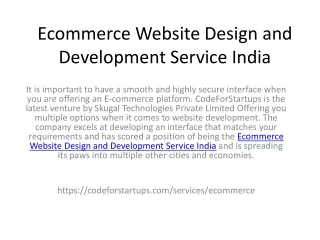 ecommerce website design and development service india