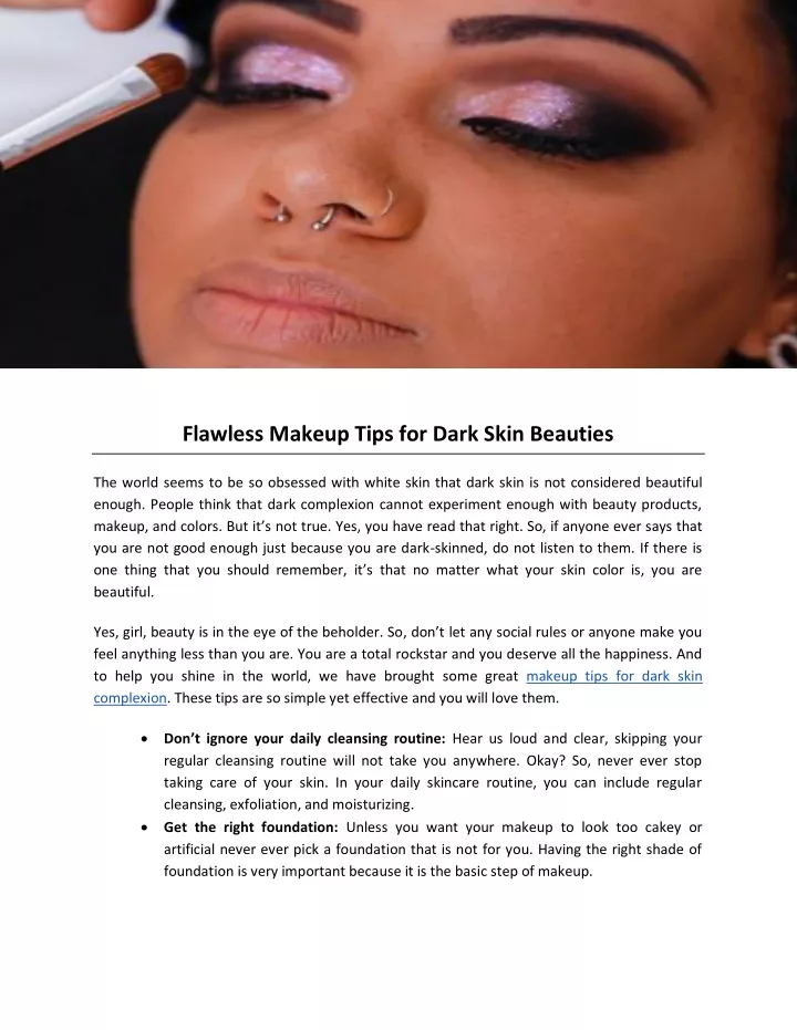 flawless makeup tips for dark skin beauties