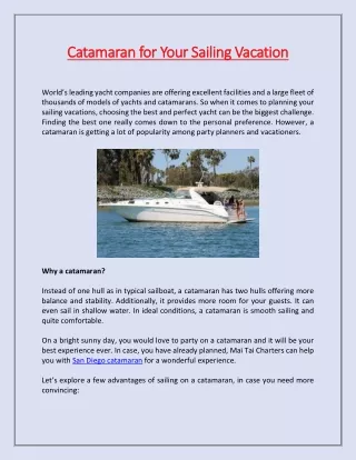 catamaran for your sailing vacation catamaran