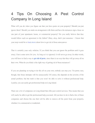 4 tips on choosing a pest control company in long