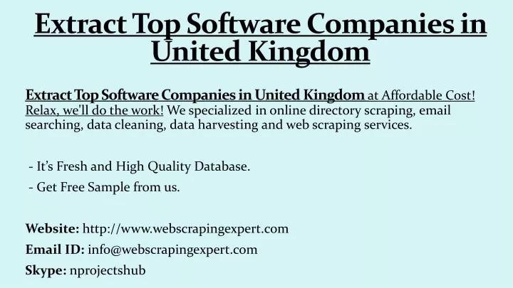 extract top software companies in united kingdom