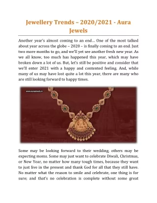 Jewellery Trends – 2020-2021 - Aura Jewels