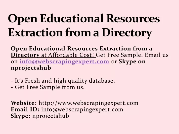 open educational resources extraction from a directory