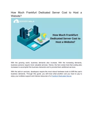 How much frankfurt dedicated server cost to host a website