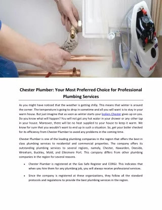 Chester Plumber: Your Most Preferred Choice for Professional Plumbing Services