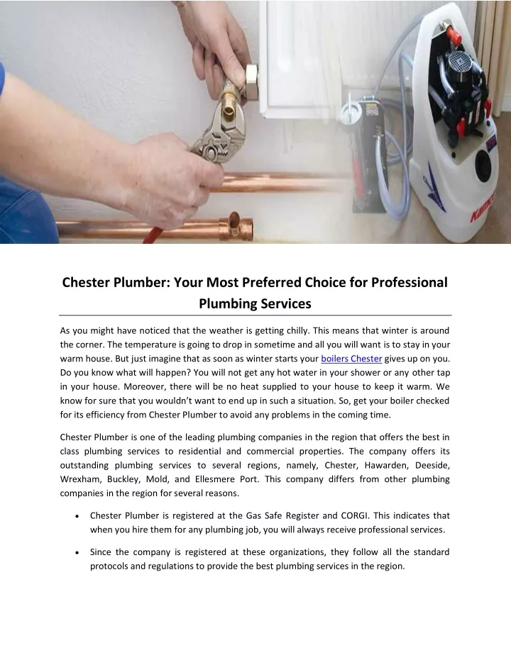 chester plumber your most preferred choice