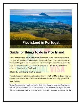 guide for things to do in pico island