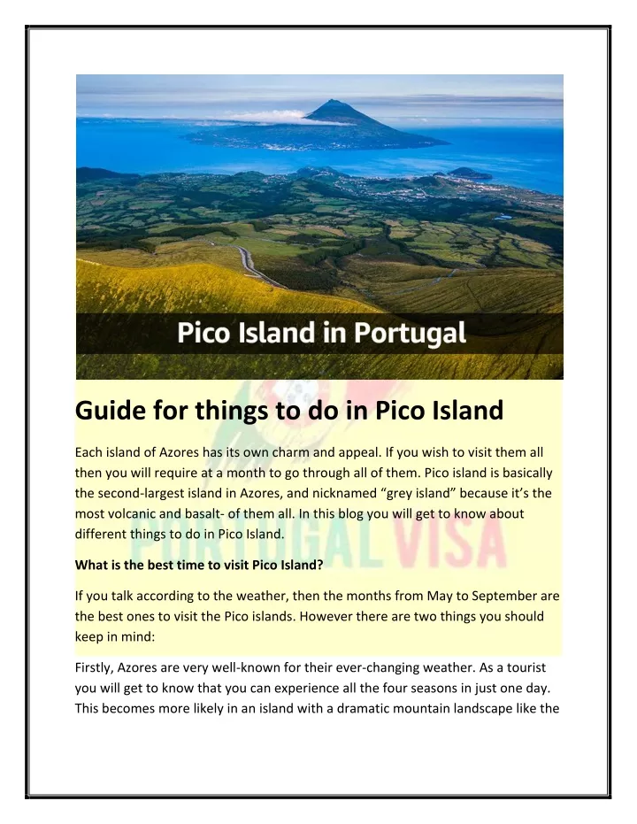 guide for things to do in pico island