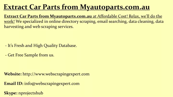extract car parts from myautoparts com au