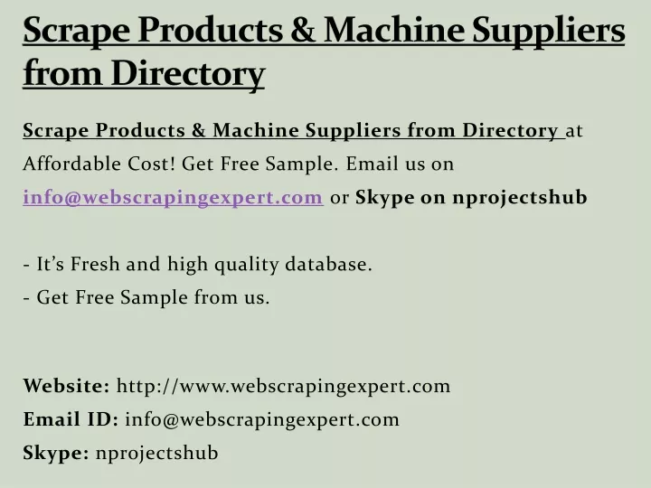 scrape products machine suppliers from directory