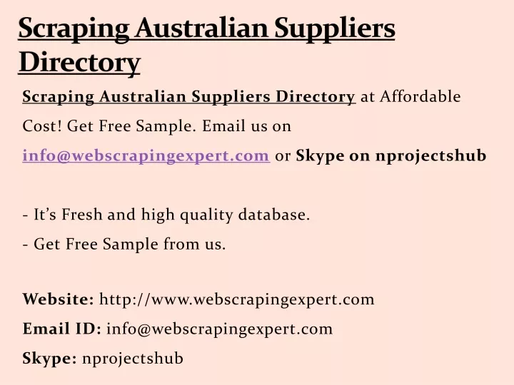 scraping australian suppliers directory