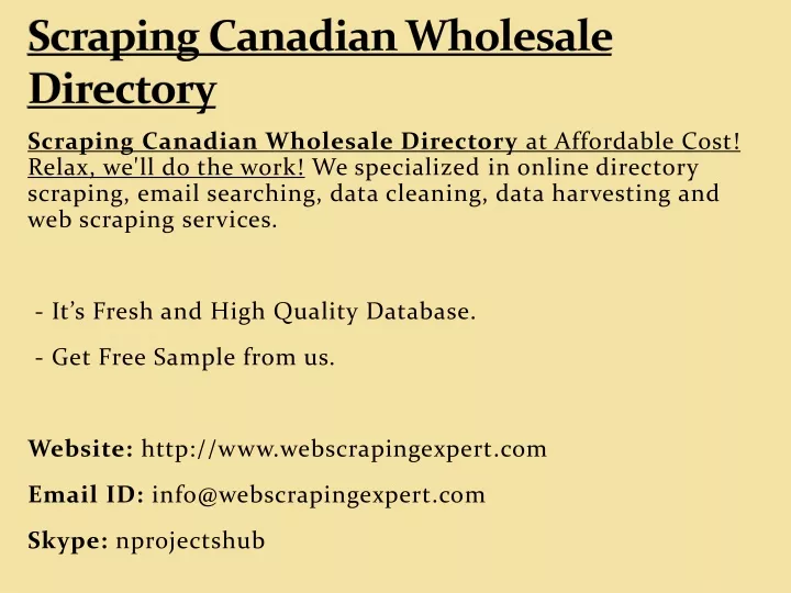 scraping canadian wholesale directory