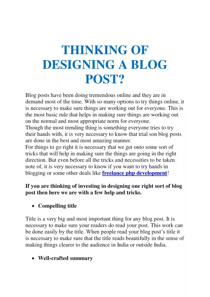 thinking of designing a blog post