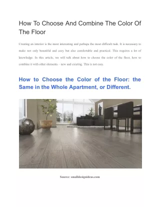 how to choose and combine the color of the floor