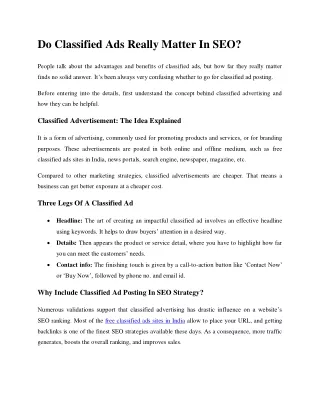 do classified ads really matter in seo