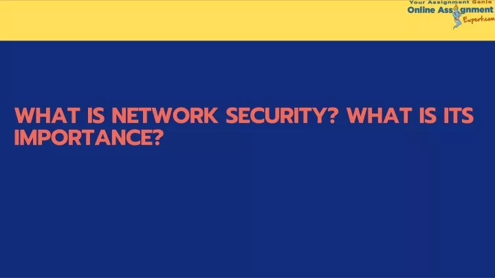 what is network security what is its importance