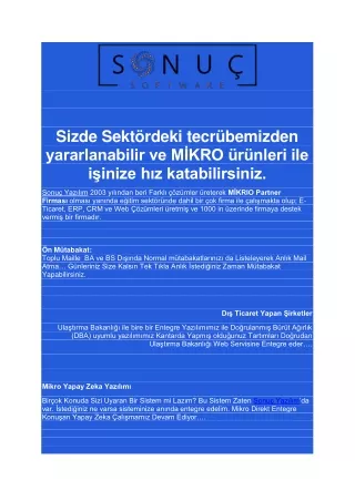 Sonuç Yazılım ve Danışmanlık Mikro