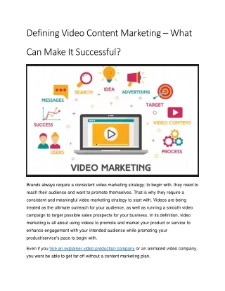 Defining Video Content Marketing – What Can Make It Successful?