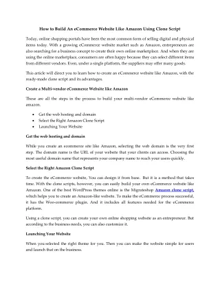 how to build an ecommerce website like amazon