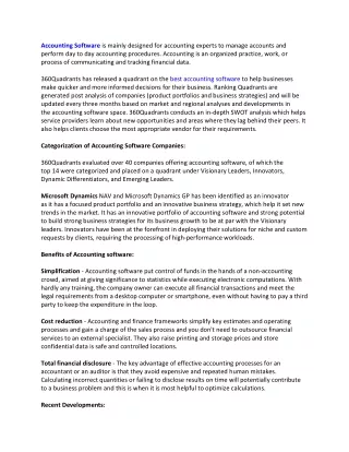 accounting software is mainly designed