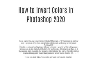 How to Invert Colors in Photoshop 2020