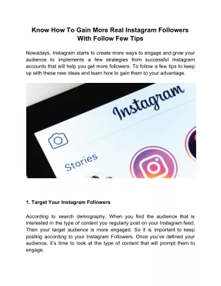 Know How To Gain More Real Instagram Followers With Follow Few Tips