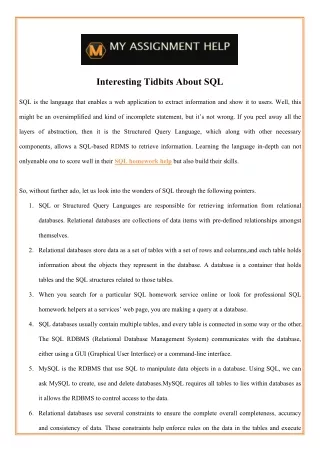 interesting tidbits about sql