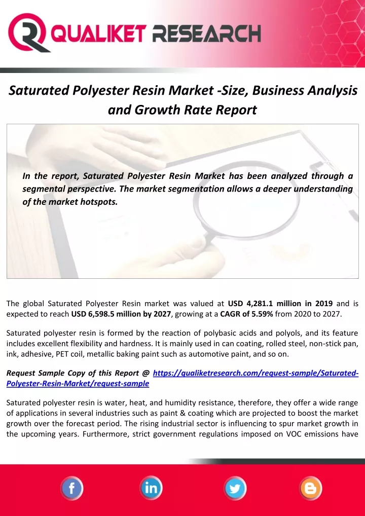 saturated polyester resin market size business