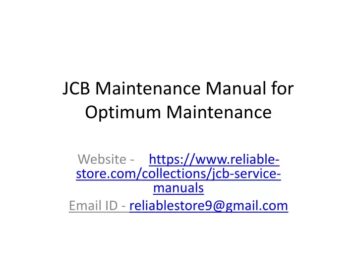 jcb maintenance manual for optimum maintenance