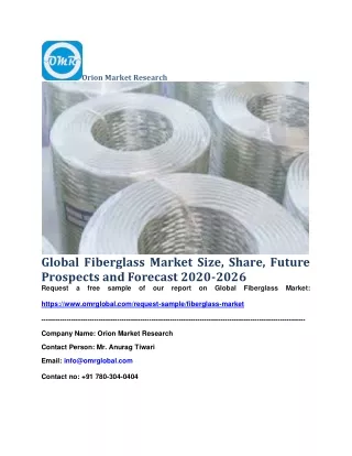 Global Fiberglass Market Size, Share, Future Prospects and Forecast 2020-2026