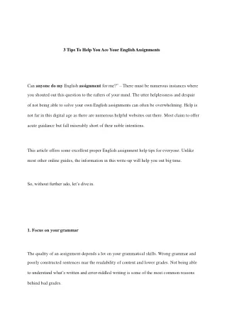 3 tips to help you ace your english assignments