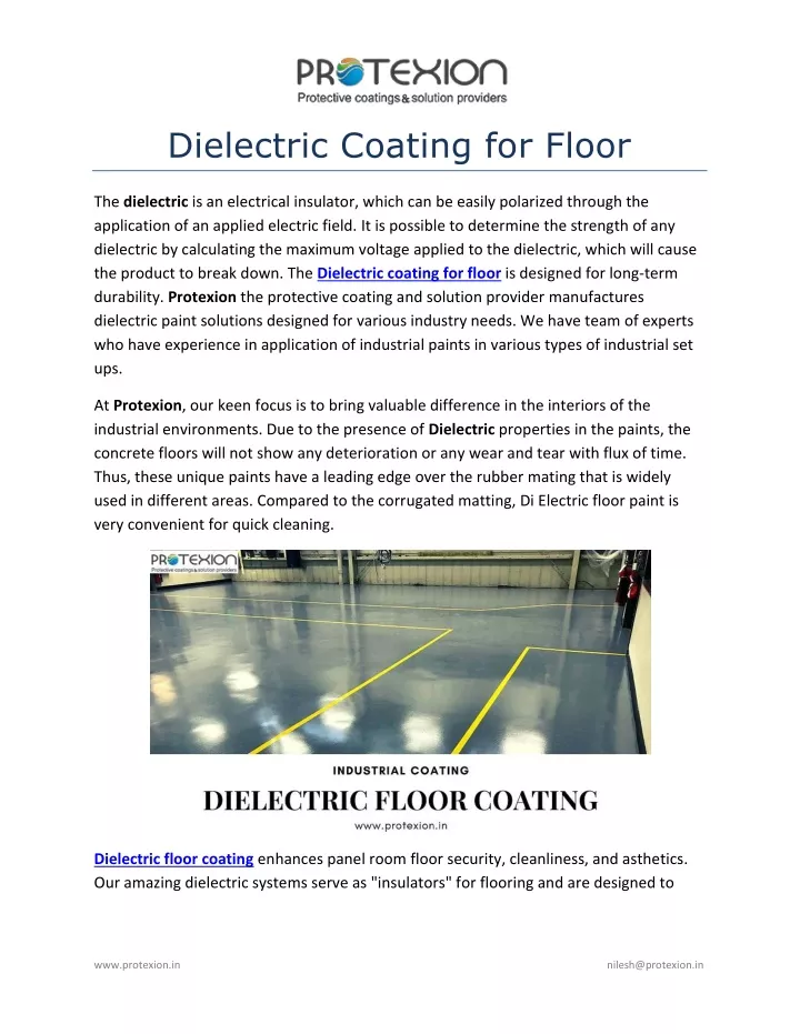 dielectric coating for floor