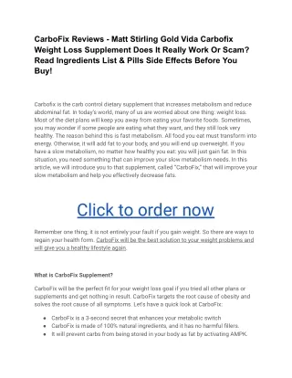 CarboFix Reviews – Does Carbofix Weight Loss Supplement ...