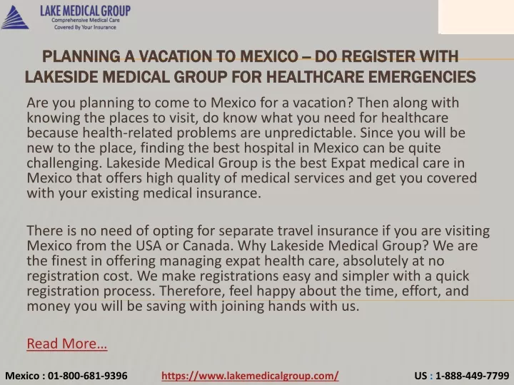 planning a vacation to mexico do register with lakeside medical group for healthcare emergencies