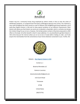 Buy Organic Kratom In USA | Botanical Remedies LLC