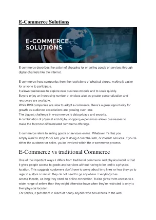 E commerce solutions