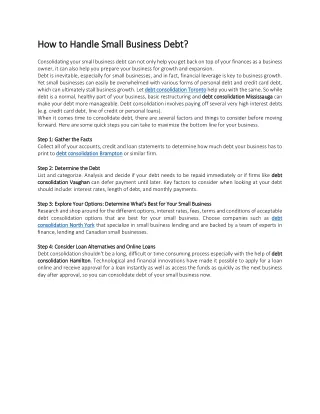 how to handle small business debt how to handle