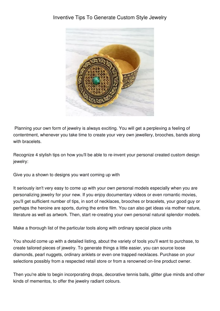 inventive tips to generate custom style jewelry