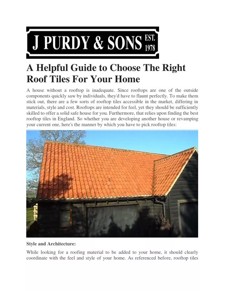 a helpful guide to choose the right roof tiles