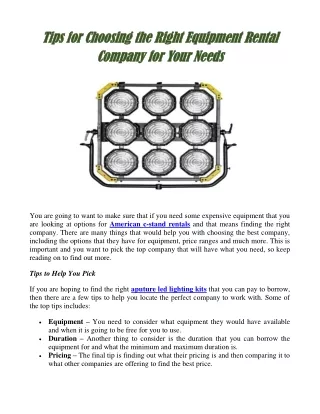 tips for choosing the right equipment rental tips