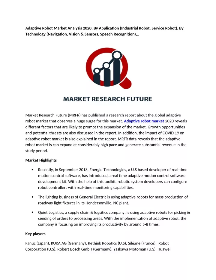 adaptive robot market analysis 2020