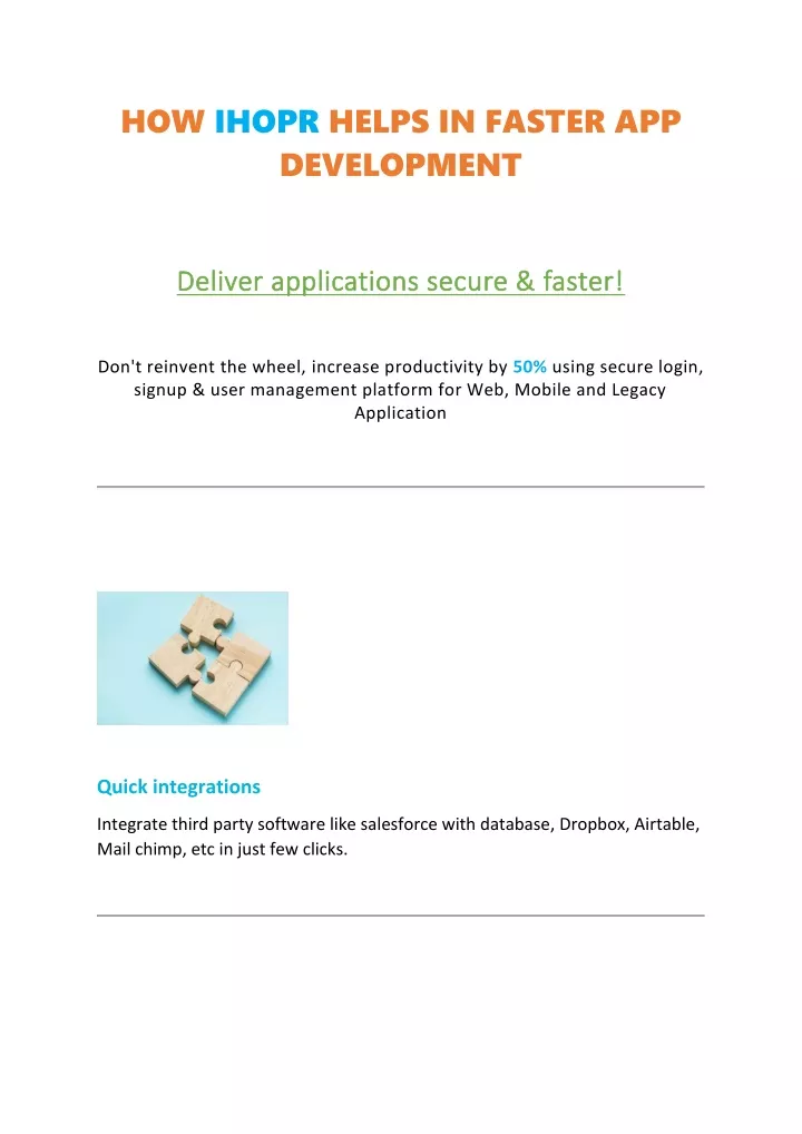 how ihopr helps in faster app development