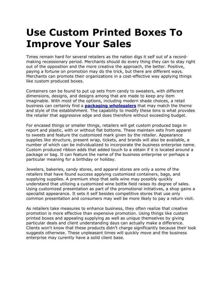 use custom printed boxes to improve your sales
