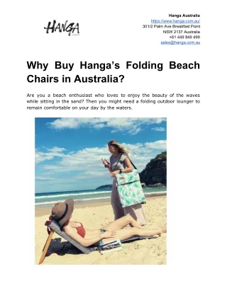 Why Buy Hanga’s Folding Beach Chairs in Australia?